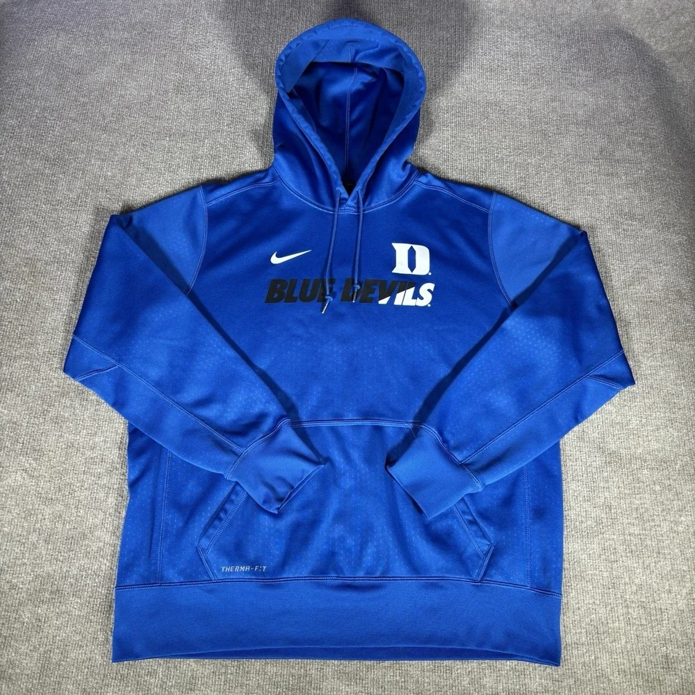 Nike Duke‎ Blue Devils Hoodie Sweatshirt Mens XL Pullover Blue Therma Fit Logo